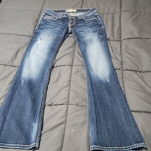 BKE Flare Jeans in Distressed Blue